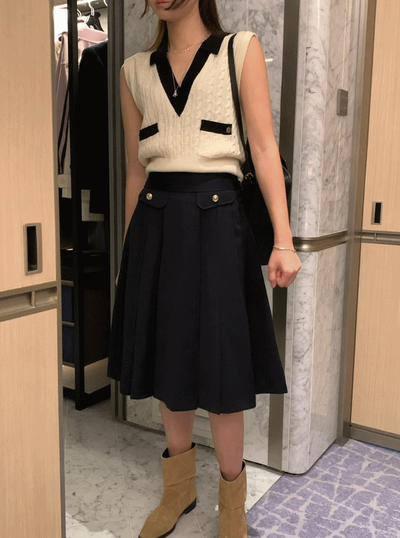 Filp Button Skirt (2color)
